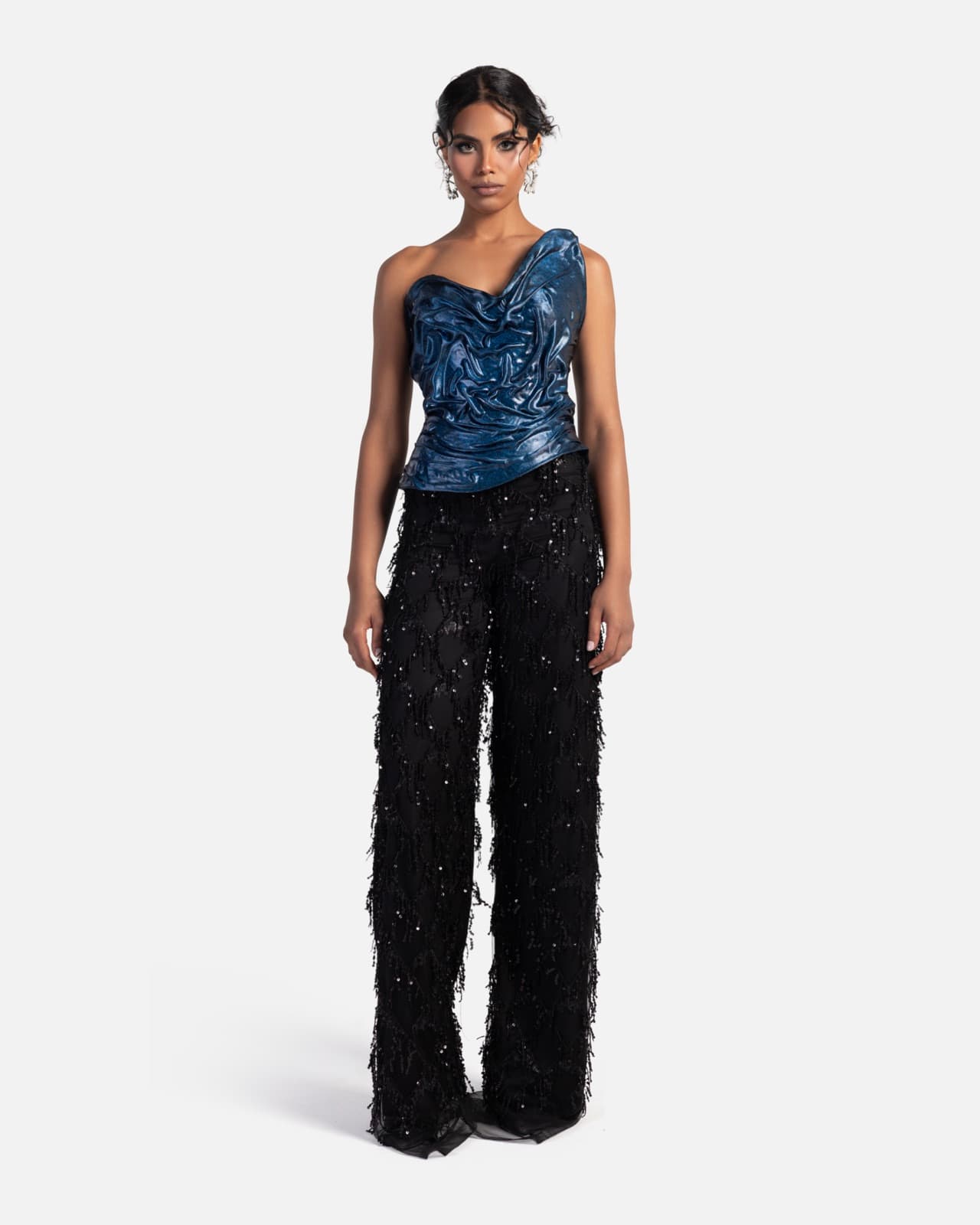 Liquid Blue Top + Beaded Diamond Pants